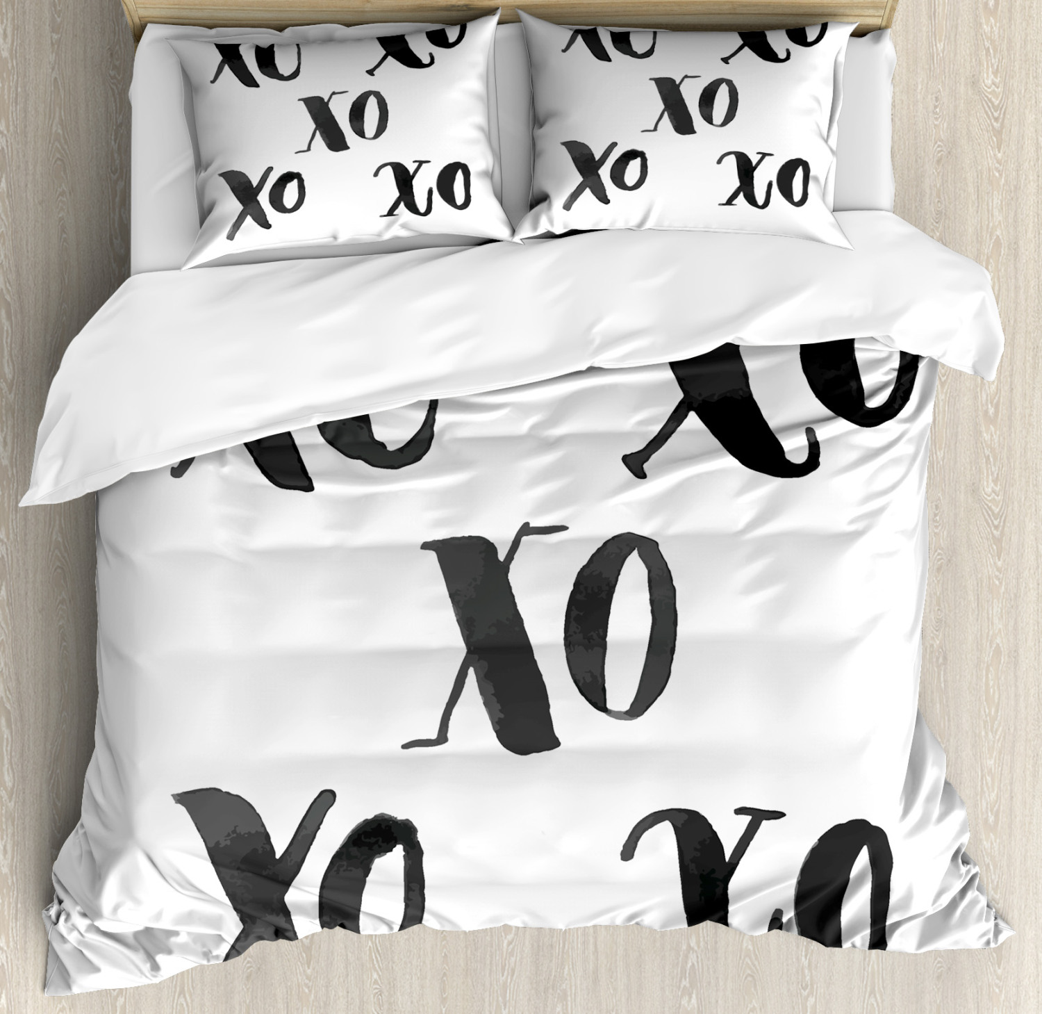 Xo Duvet Cover Set with Pillow Shams Classic Old Fashion Letters Print Xo Duvet Cover Set with Pillow Shams Classic Old Fashion Letters Print