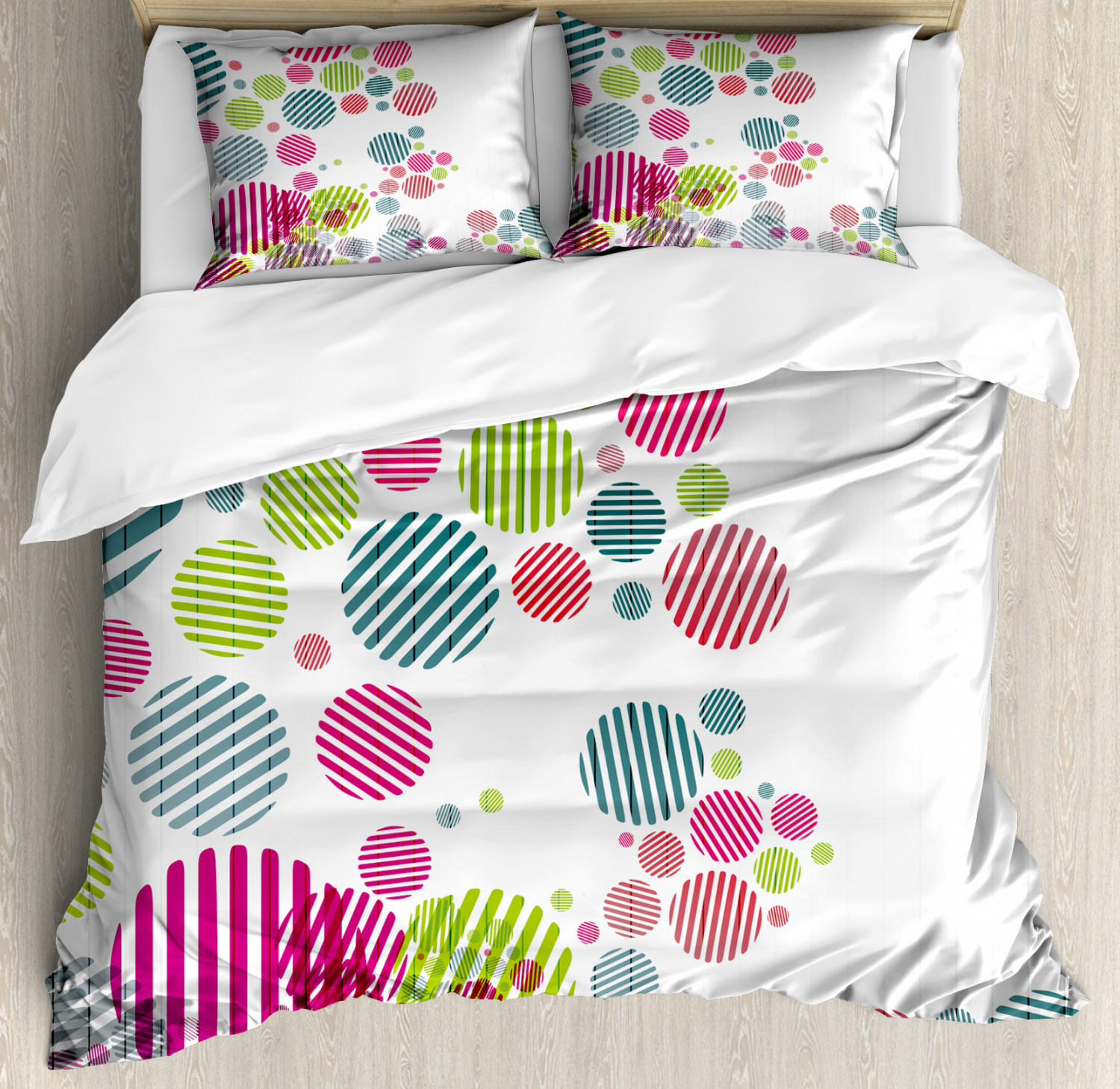 Colorful Duvet Cover Set with Pillow Shams Abstract Striped Dots Print ...