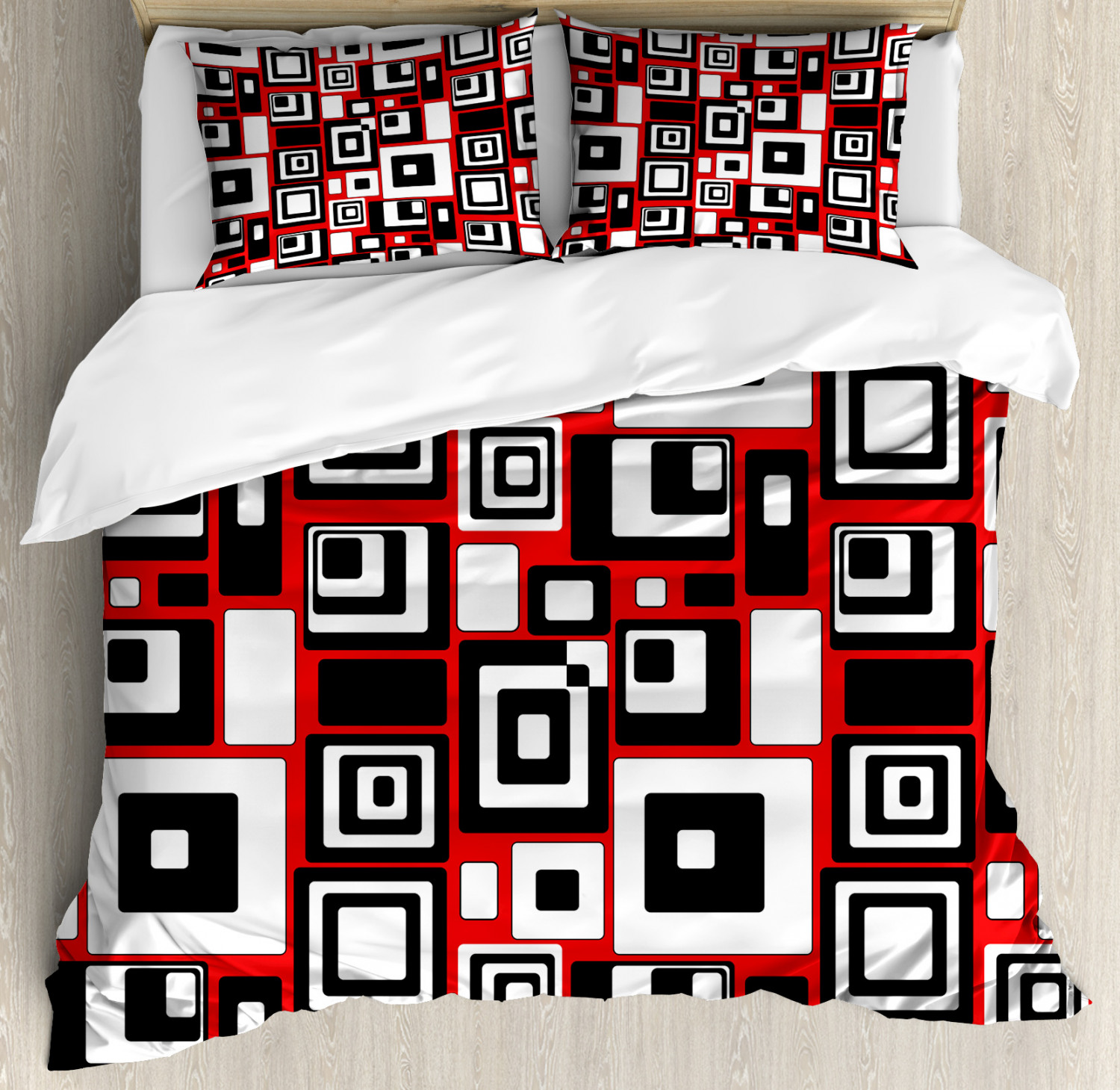 Abstract Duvet Cover Set With Pillow Shams Minimalist Retro Artsy