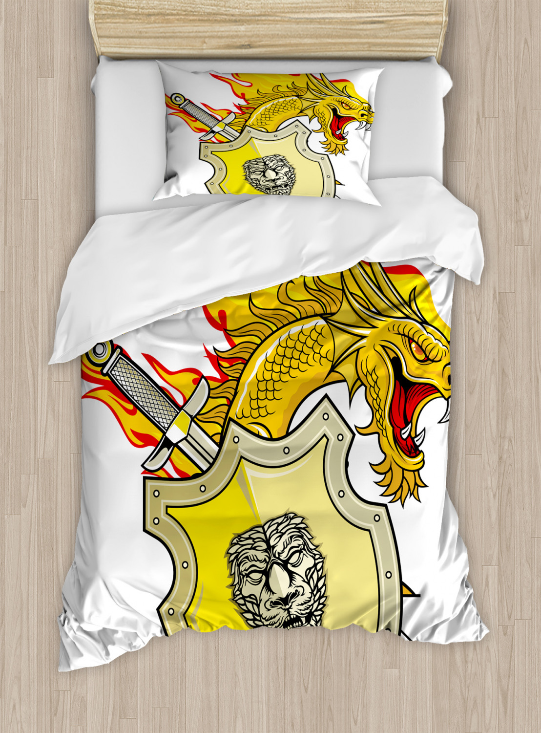 Dragon Duvet Cover Set Twin Queen King Sizes with Pillow Shams Ambesonne eBay