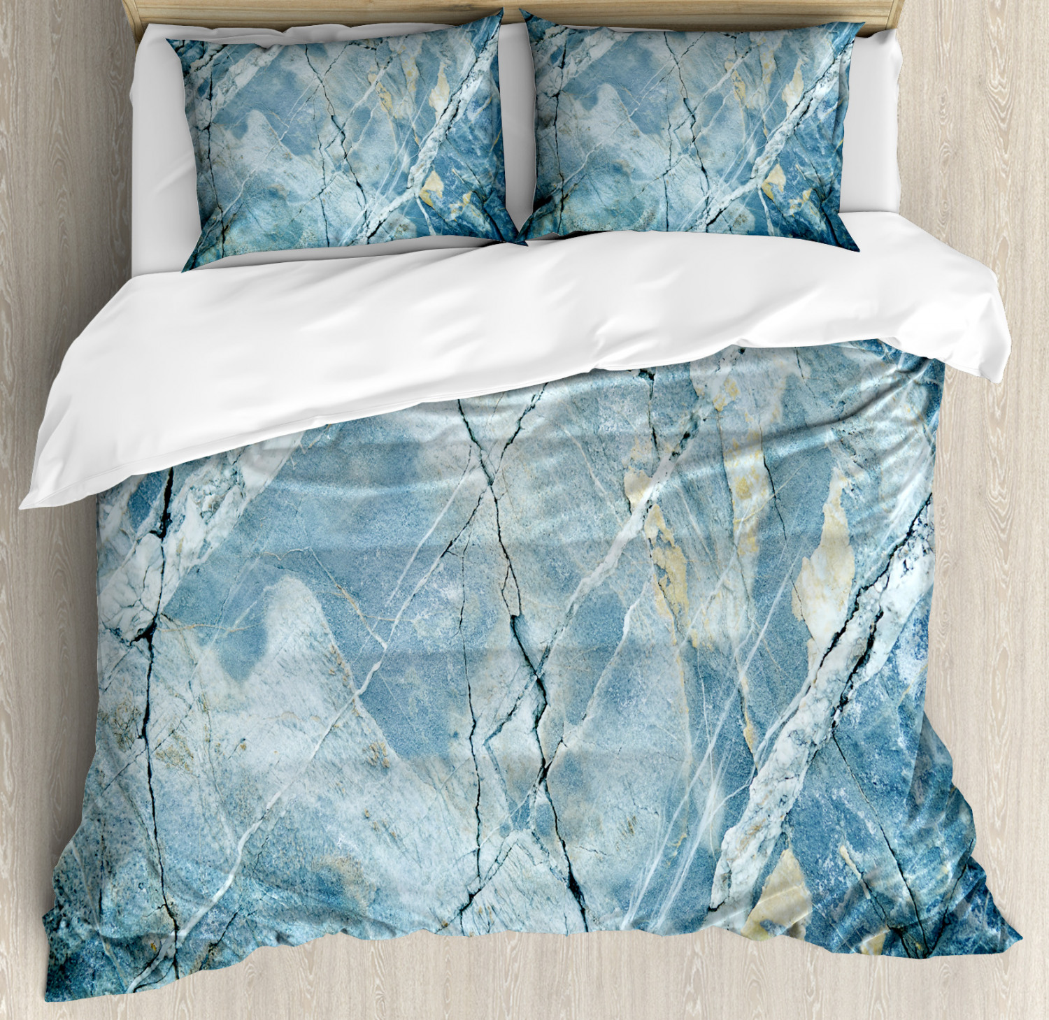Marble Duvet Cover Set With Pillow Shams Granite Stone Artistic Print