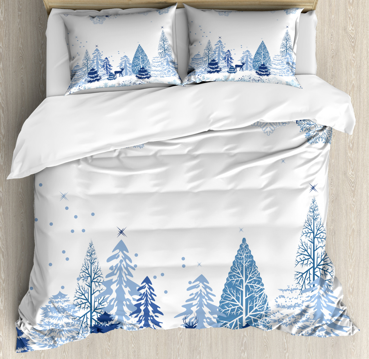 Christmas Duvet Cover Set With Pillow Shams Artsy Winter Forest