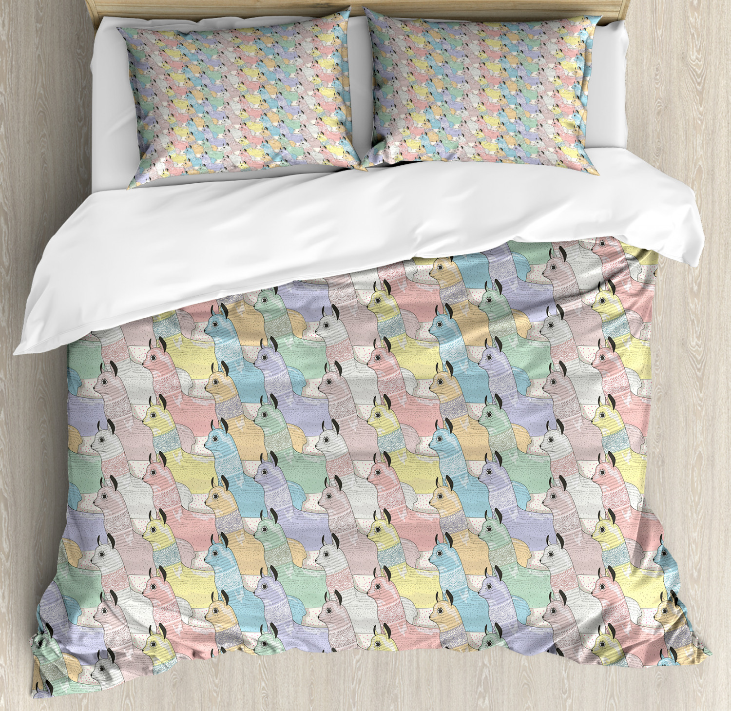 Teen Room Duvet Cover Set With Pillow Shams Cute Alpacas Kids