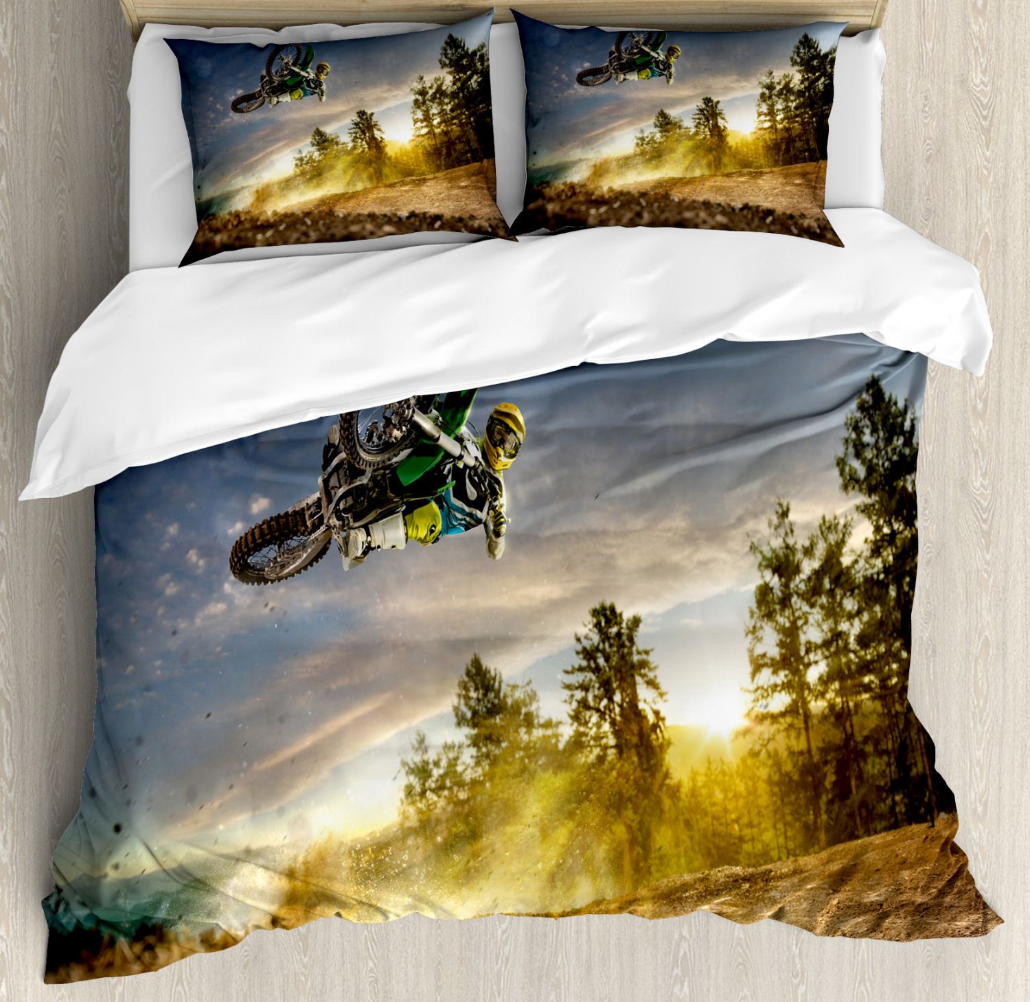 Teen Room Duvet Cover Set with Pillow Shams Extreme Sports Exotic Print Teen Room Duvet Cover Set with Pillow Shams Extreme Sports Exotic Print