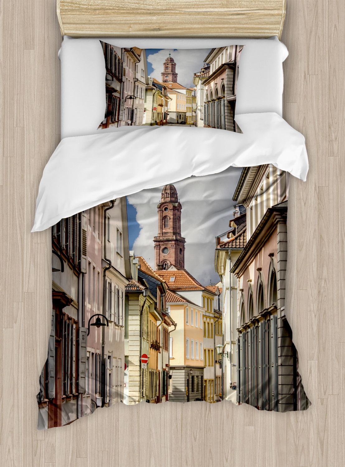 European Duvet Cover Set with Pillow Shams Heidelberg Streets Print eBay