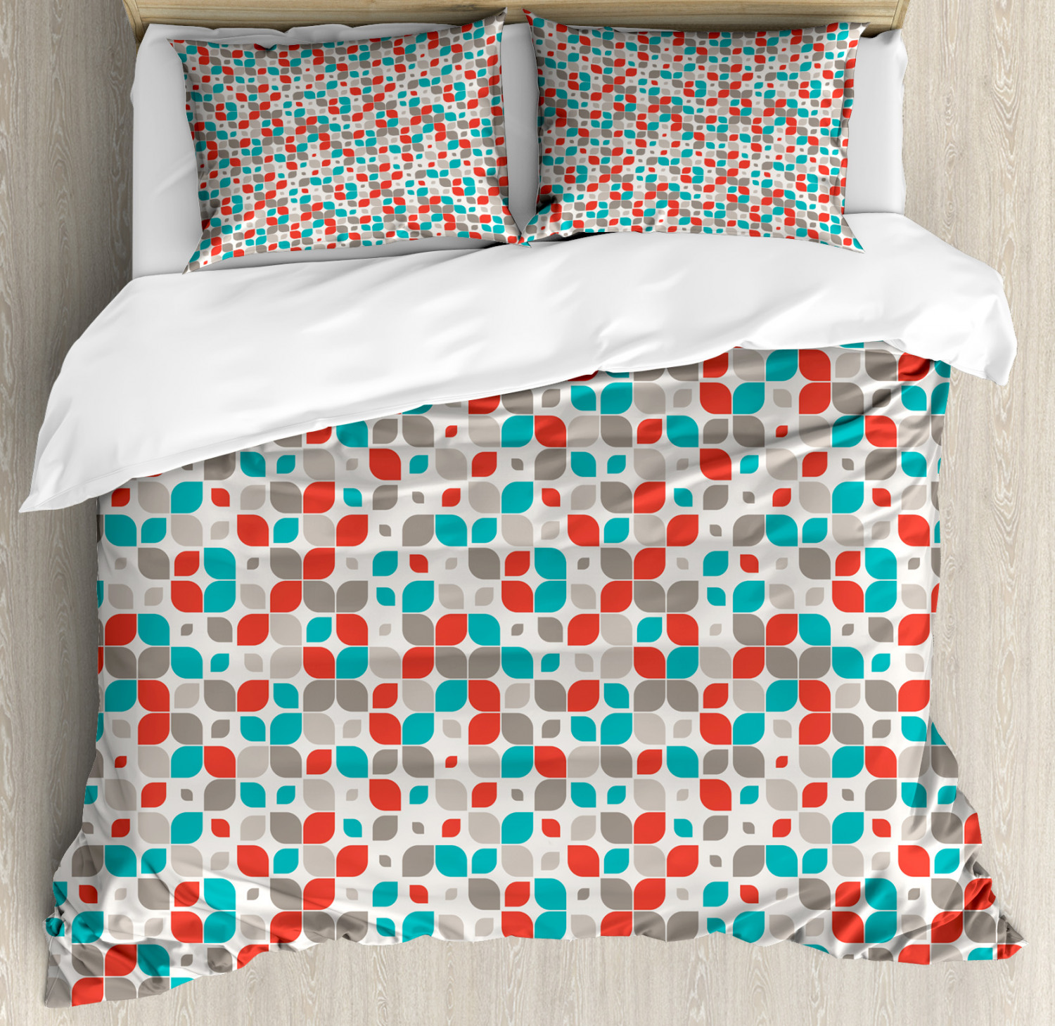 Retro Duvet Cover Set with Pillow Shams Abstract Mosaic Floral Print Retro Duvet Cover Set with Pillow Shams Abstract Mosaic Floral Print