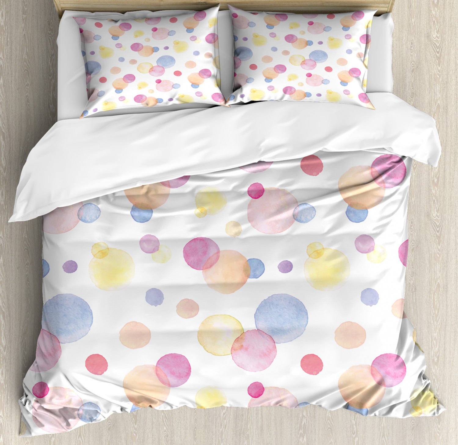 Pastel Duvet Cover Set with Pillow Shams Watercolor Drops Artful Print Pastel Duvet Cover Set with Pillow Shams Watercolor Drops Artful Print
