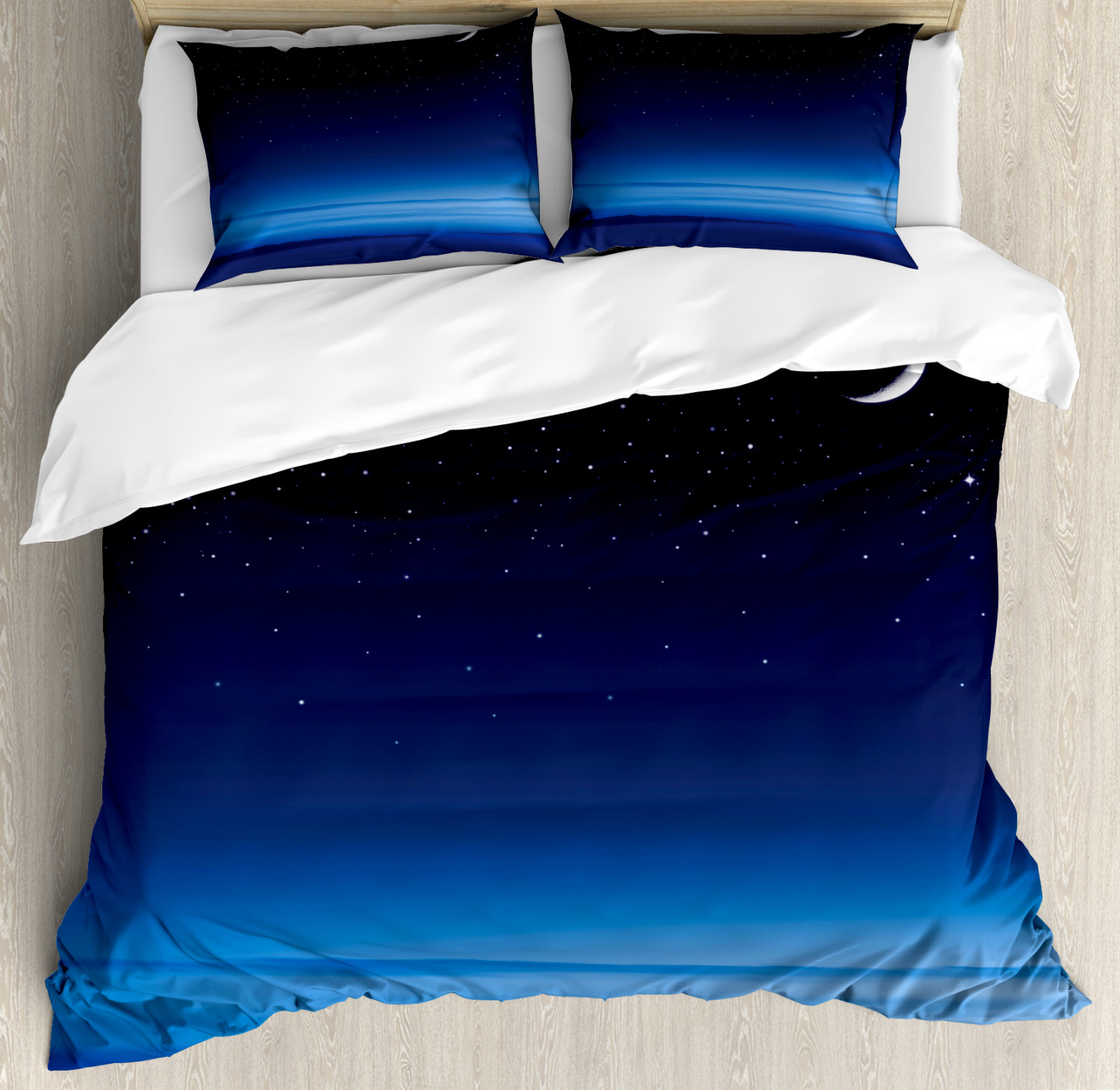 Moon Stars Santa Barbara Print Details about   Night Quilted Bedspread & Pillow Shams Set 
