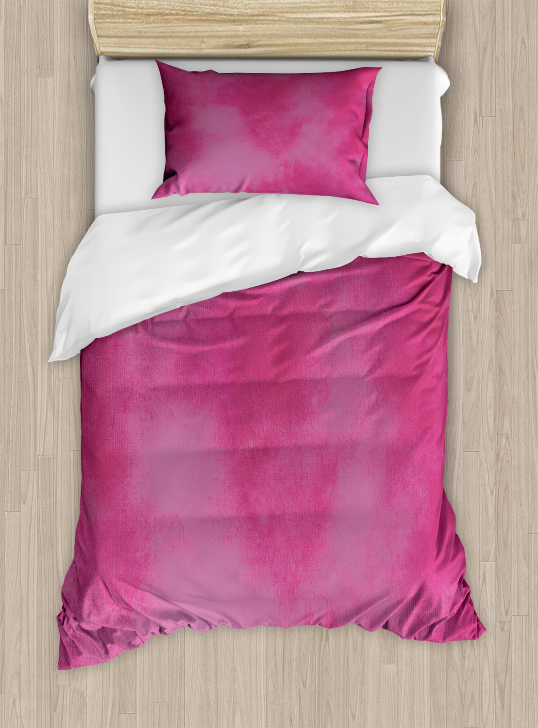 Hot Pink Duvet Cover Set with Pillow Shams Mottled Vibrant Artsy Print