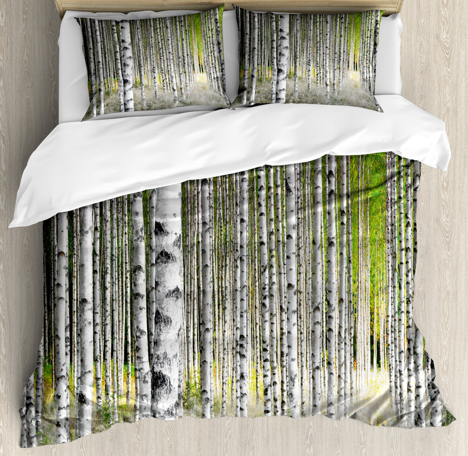 Birch Tree Duvet Cover Set With Pillow Shams Late Summer Foliage