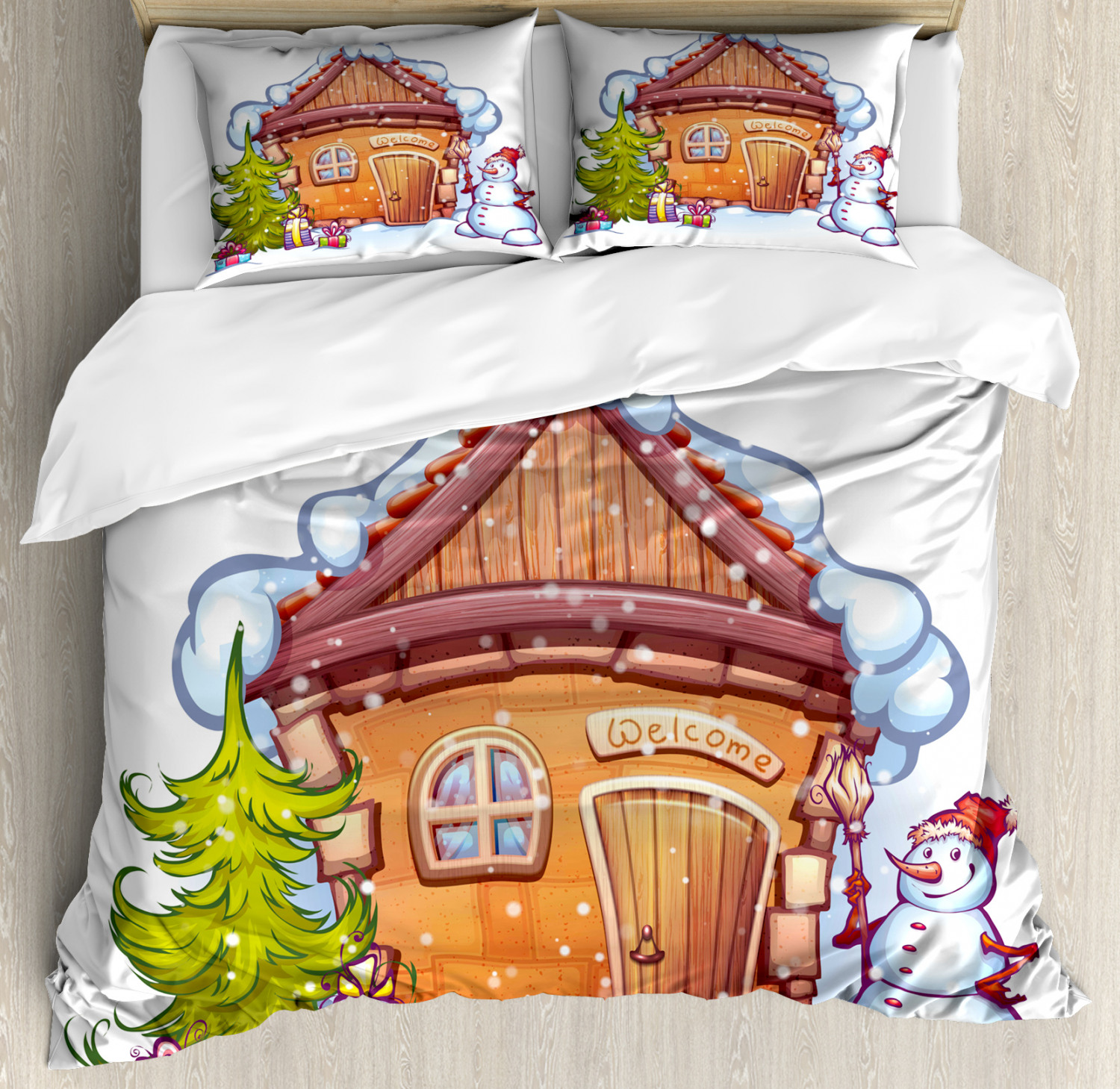 Christmas Season Duvet Cover Set Twin Queen King Sizes with Pillow