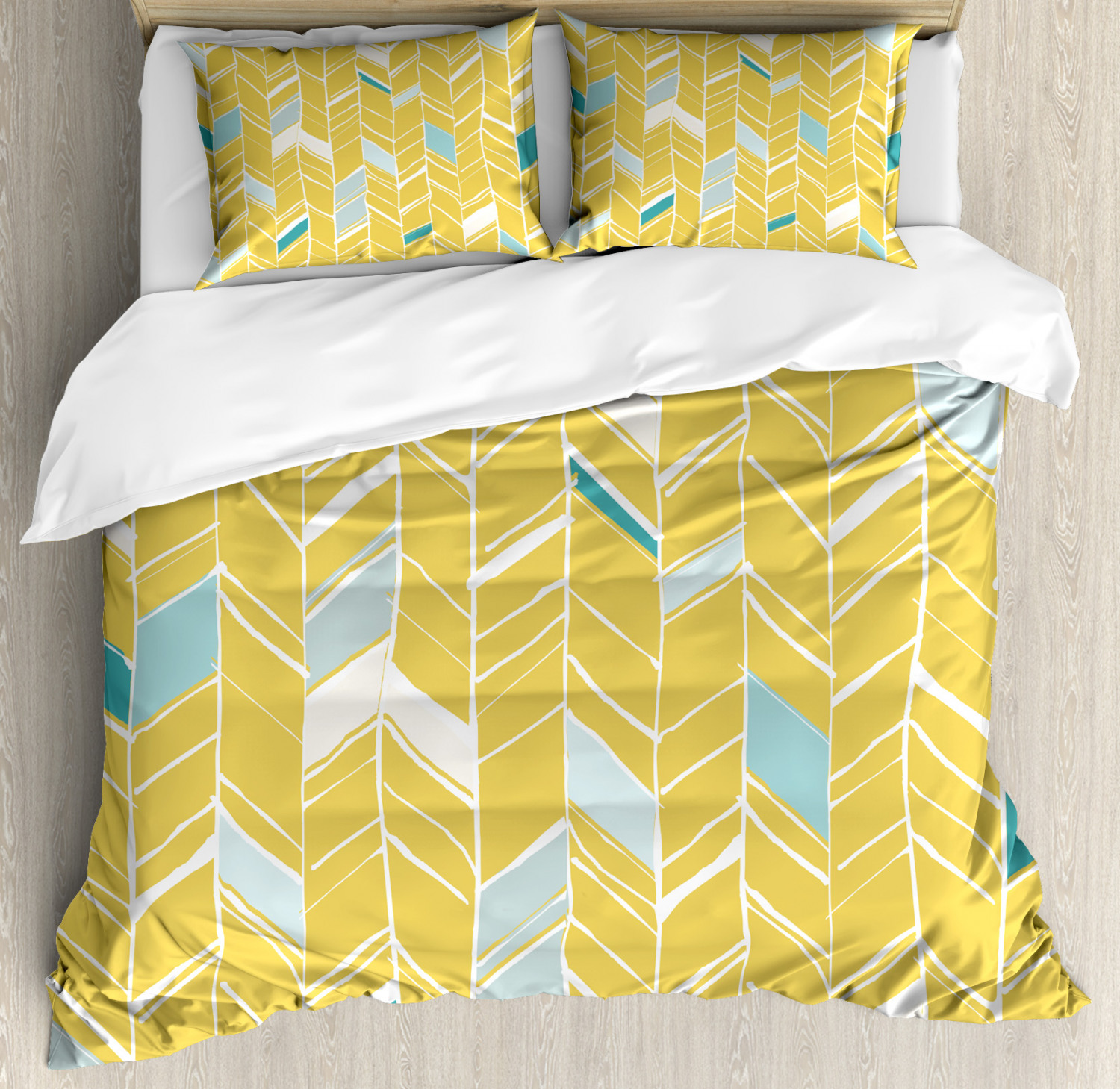 Yellow Chevron Duvet Cover Set with Pillow Shams Herringbone Art Print Yellow Chevron Duvet Cover Set with Pillow Shams Herringbone Art Print
