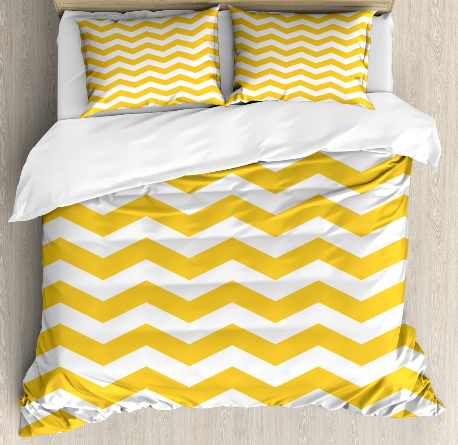 Yellow Chevron Duvet Cover Set With Pillow Shams Wavy Horizontal