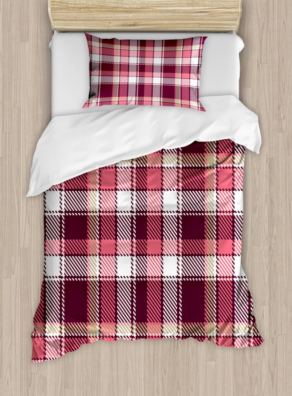 Checkered Duvet Cover Set with Pillow Shams Retro Plaid Squares Print eBay