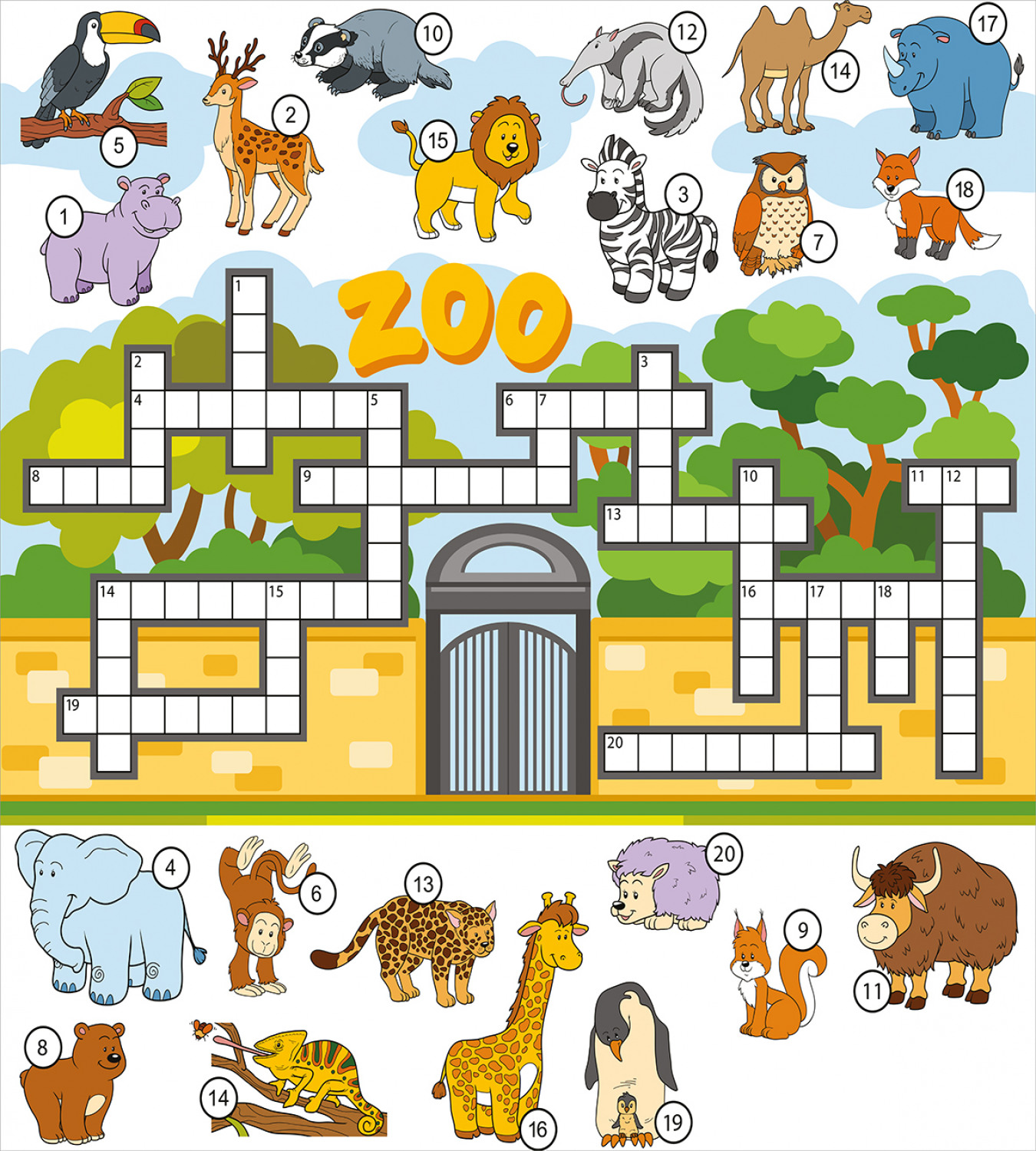 Животные зоопарка на английском для детей