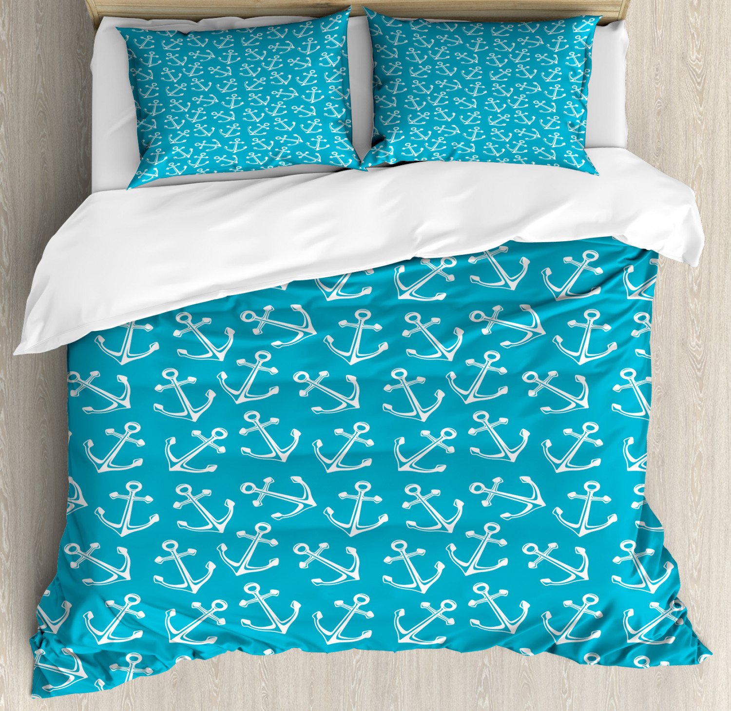Anchor Duvet Cover Set with Pillow Shams Cruise Sail Travel Theme Print - Picture 3 of 8
