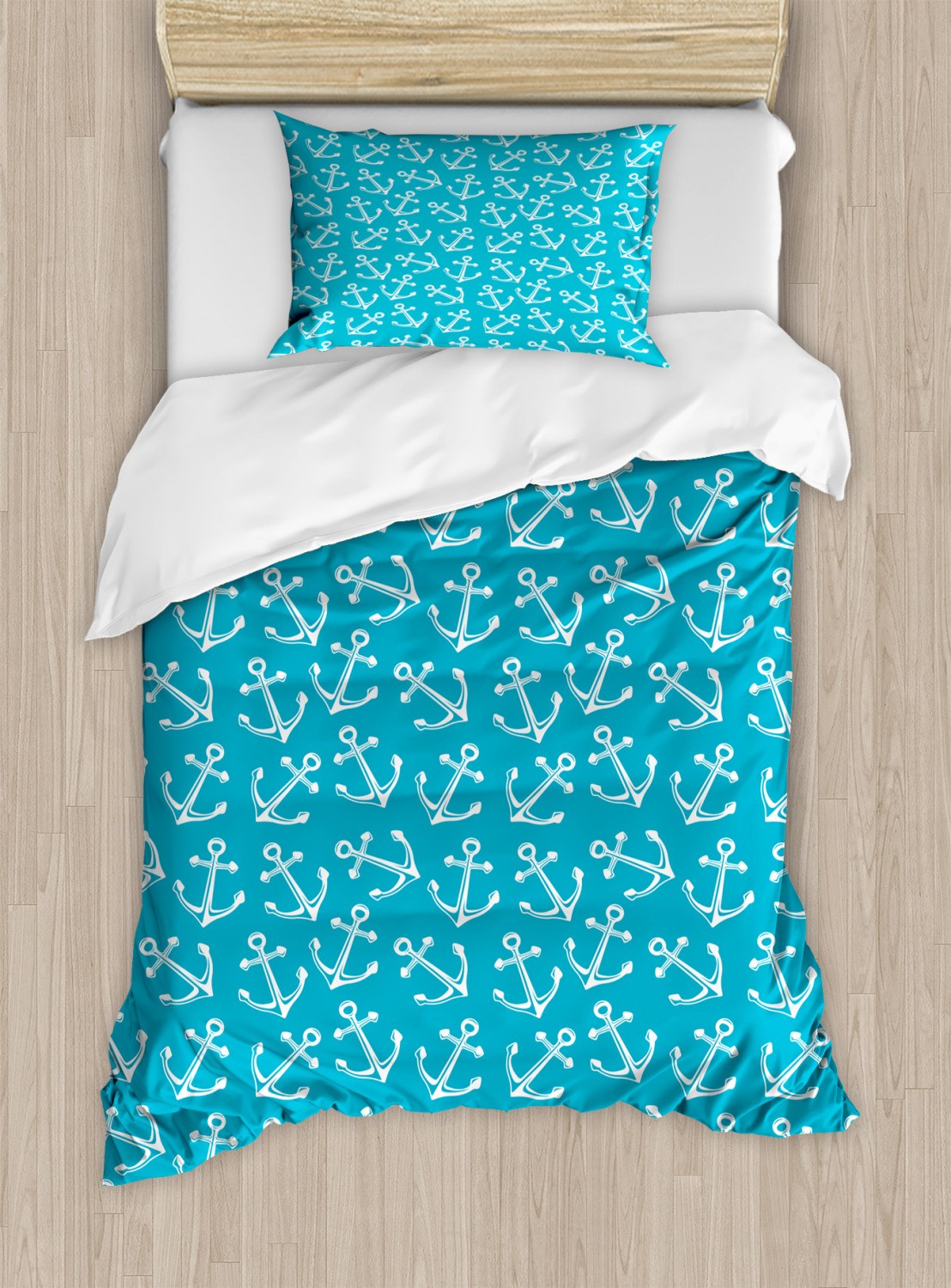 Anchor Duvet Cover Set with Pillow Shams Cruise Sail Travel Theme Print - Picture 7 of 8