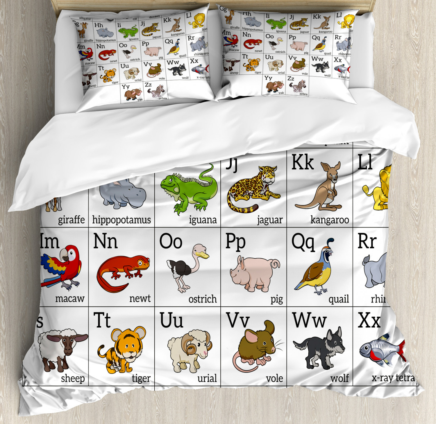Educational Duvet Cover Set With Pillow Shams Alphabet Chart Print