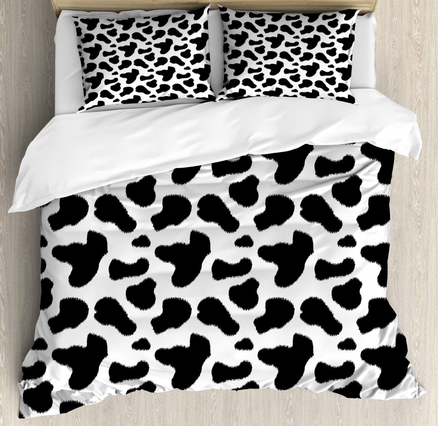 Cow Print Duvet Cover Set With Pillow Shams Cow Hide Black Spots