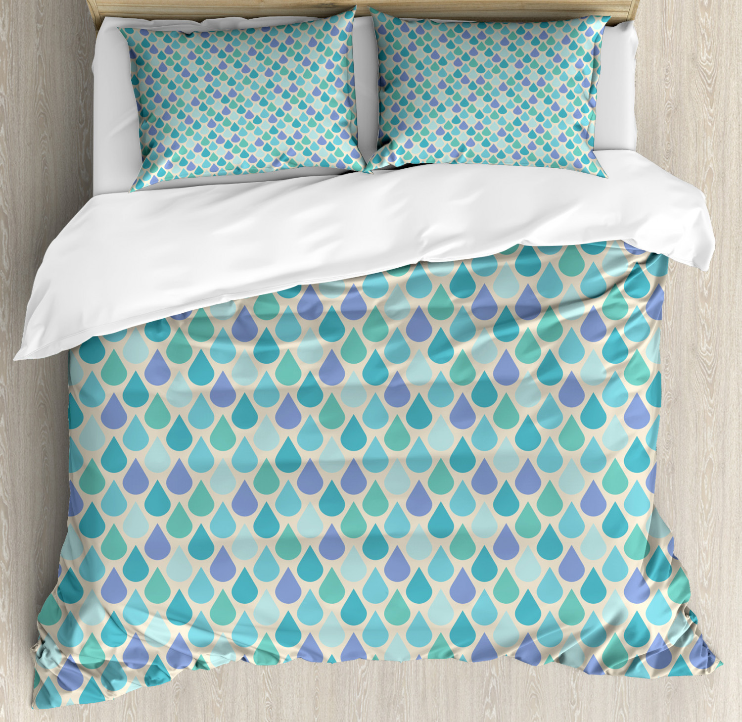 Teal Duvet Cover Set with Pillow Shams Coloreeful Water Droplets Print Teal Duvet Cover Set with Pillow Shams Coloreeful Water Droplets Print