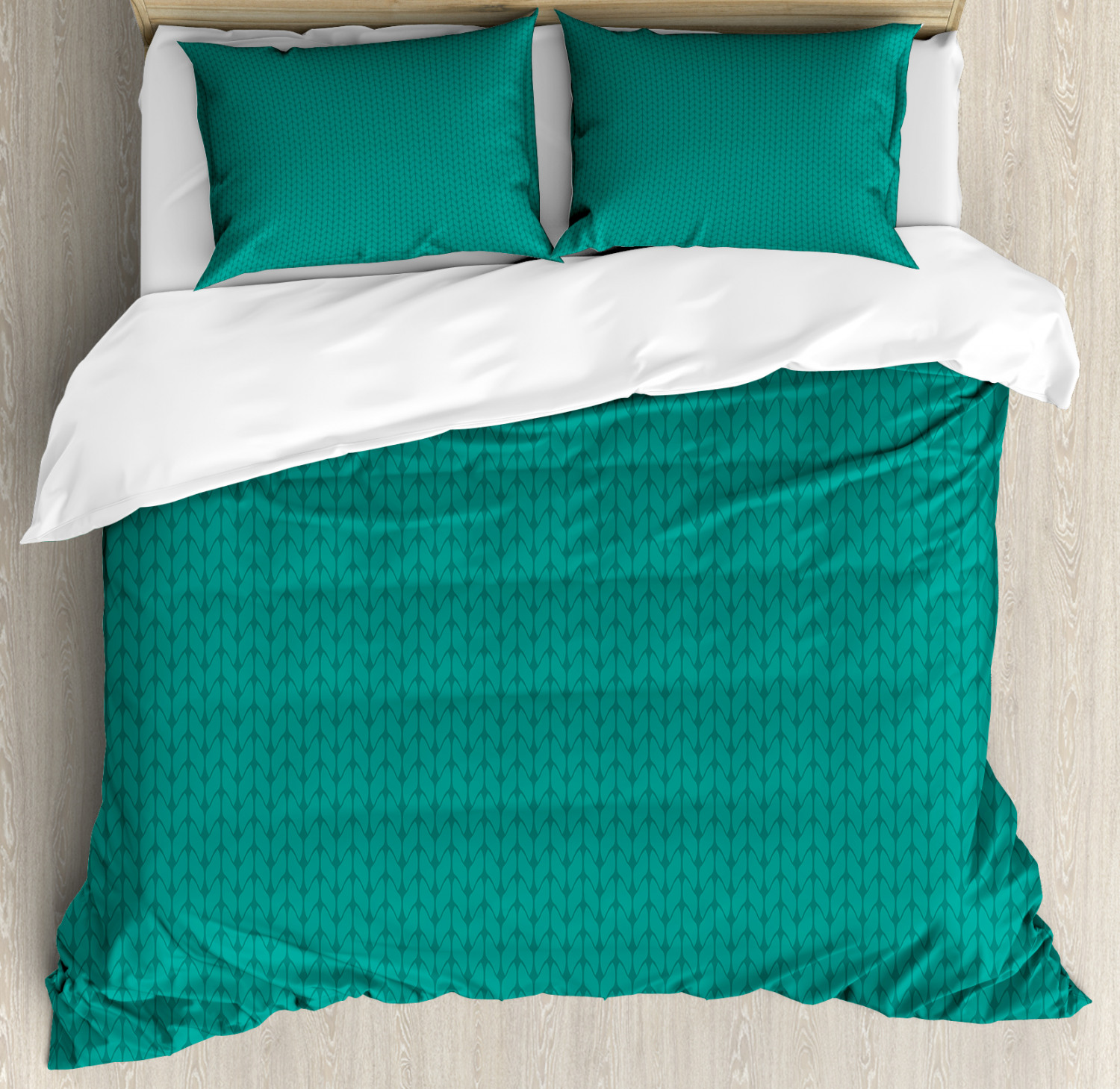 Teal Duvet Cover Set With Pillow Shams Knitting Sewing Hobby Print