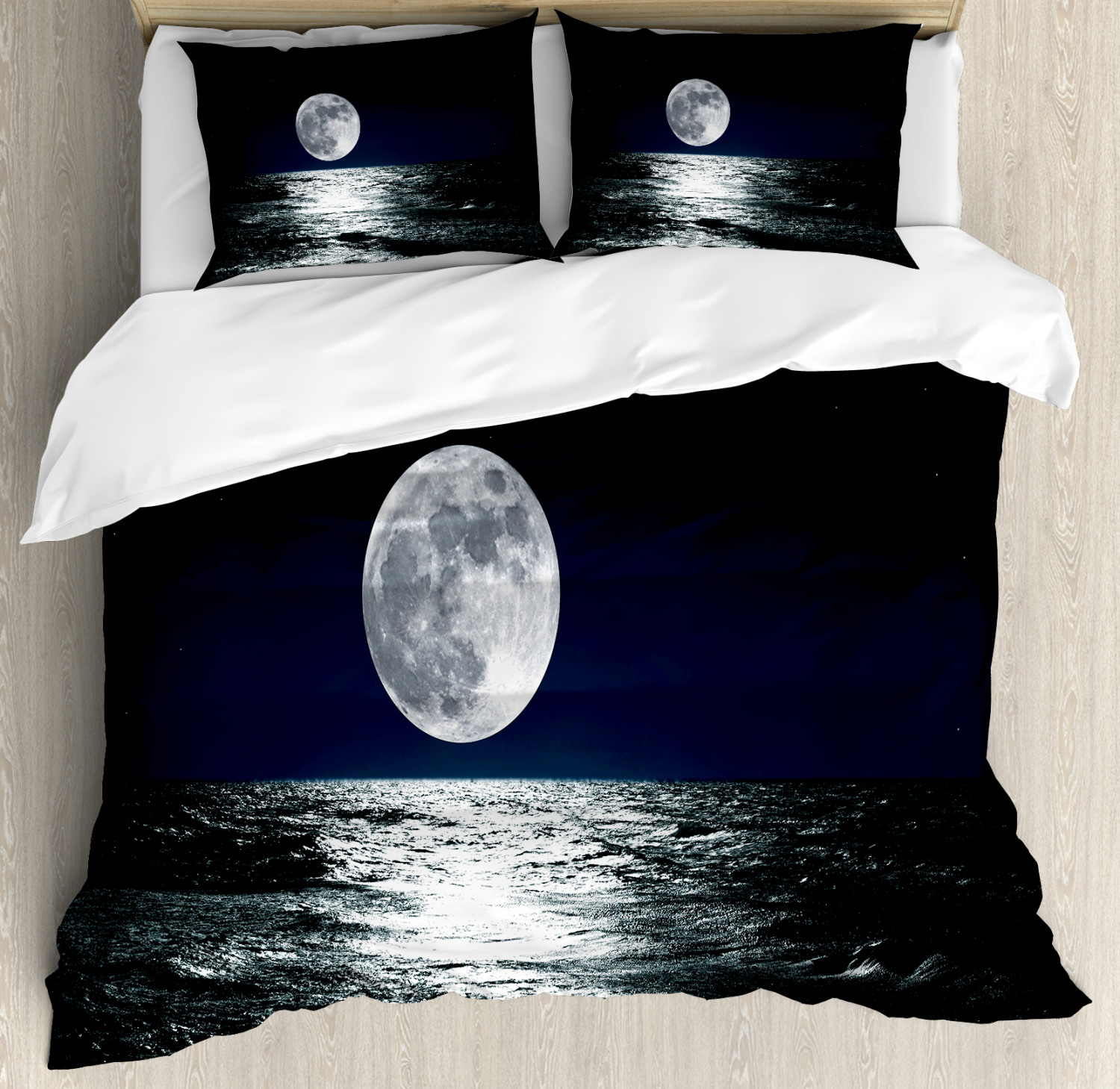 Moon Duvet Cover Set With Pillow Shams Ethereal Theme Drawing Print Ebay 