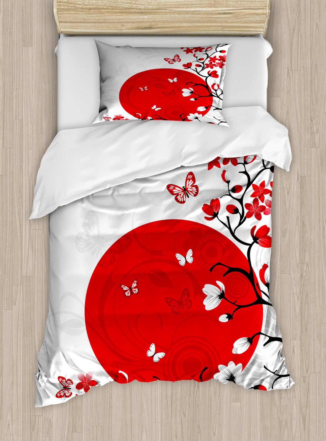 Oriental Japanese Duvet Cover Set Twin Queen King Sizes with Pillow