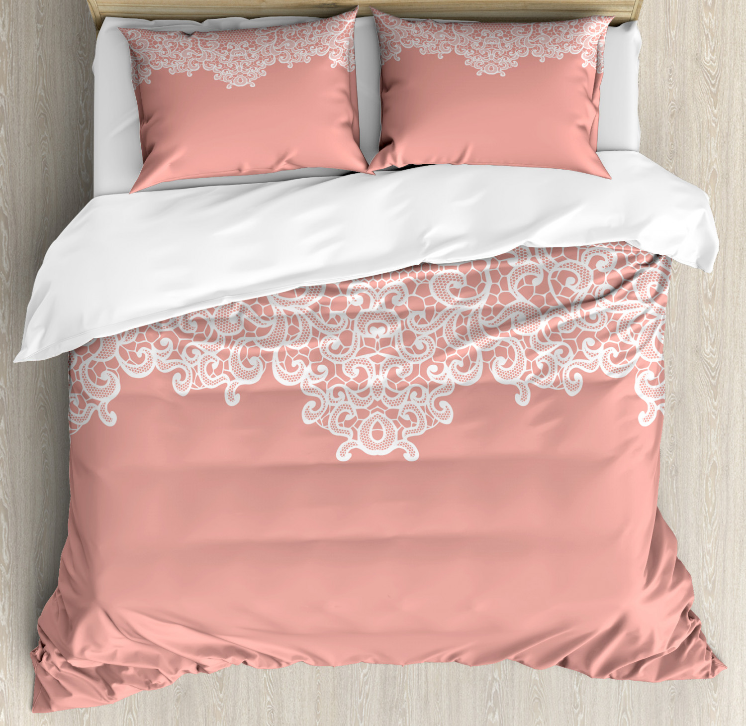 Peach Duvet Cover Set With Pillow Shams Floral Wedding Theme Print Ebay 