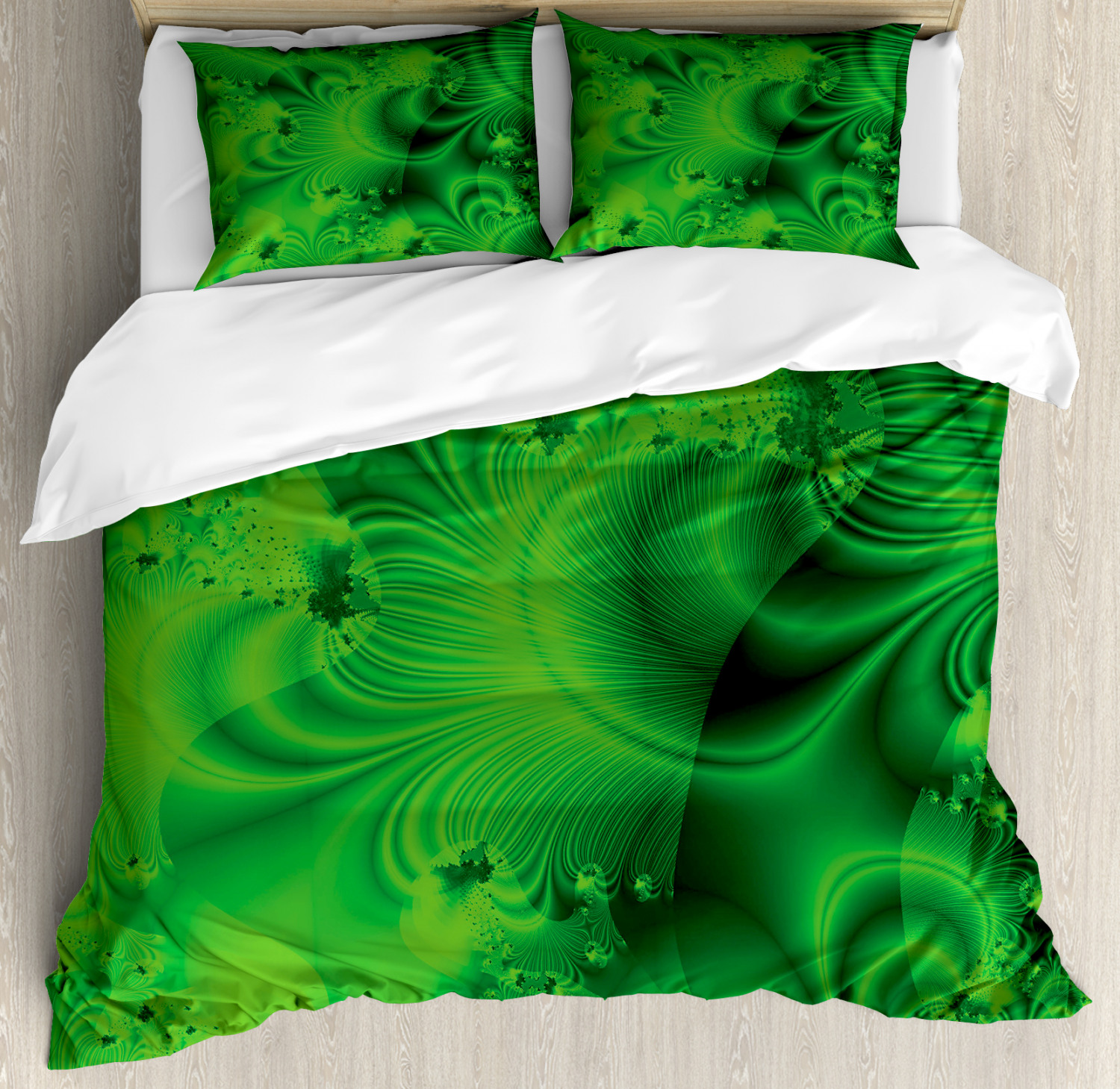 Lime Green Duvet Cover Set With Pillow Shams Vibrant Psychedelic