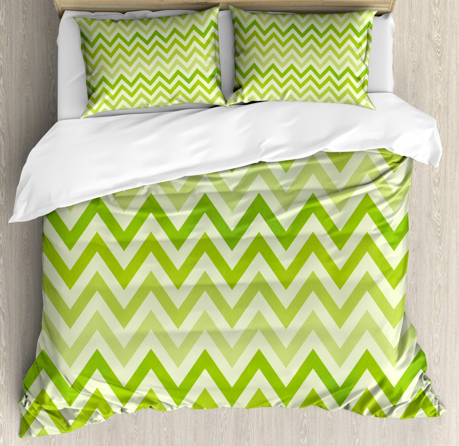 Lime Green Duvet Cover Set With Pillow Shams Traditional Chevron