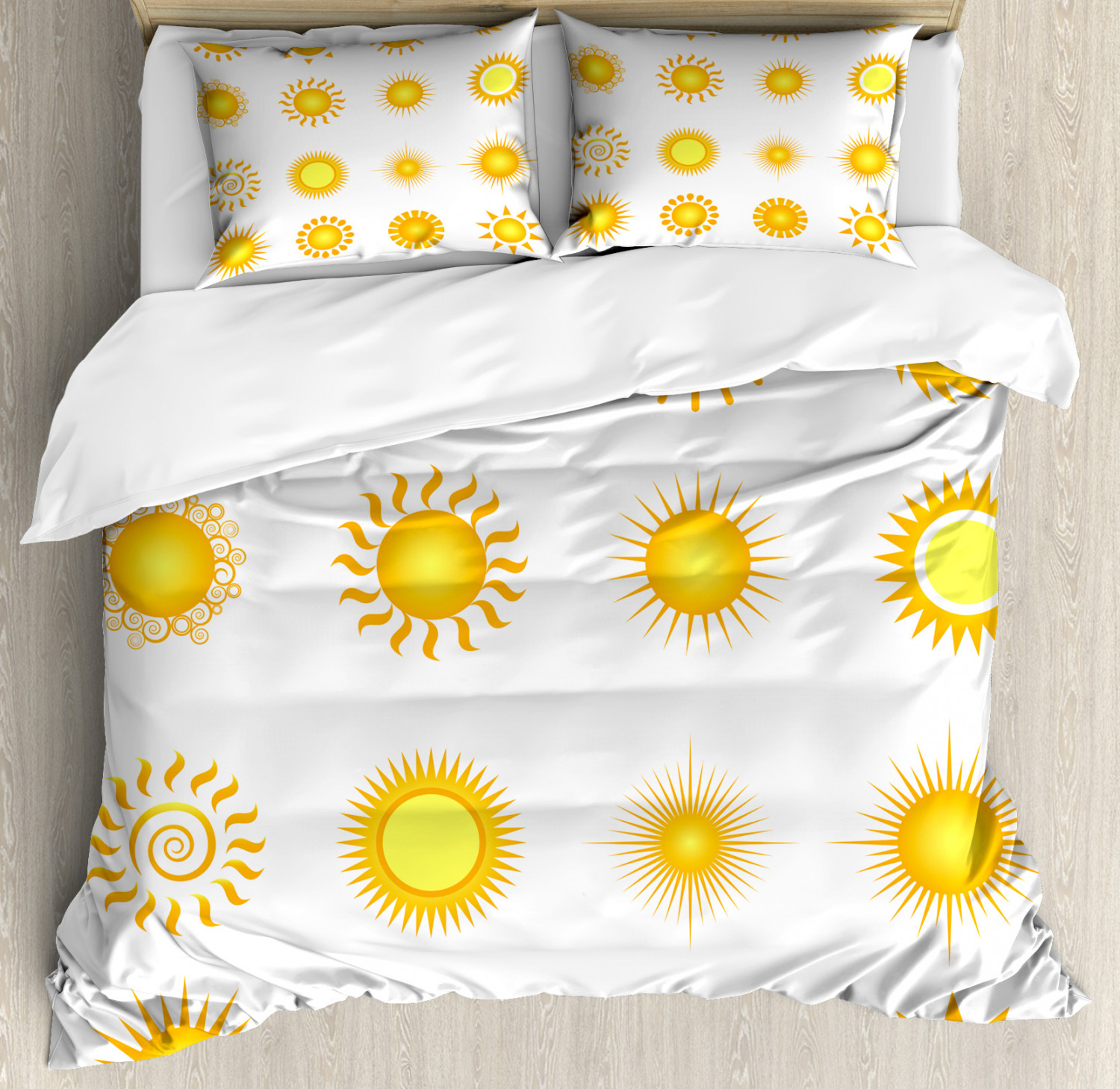 white and yellow duvet set