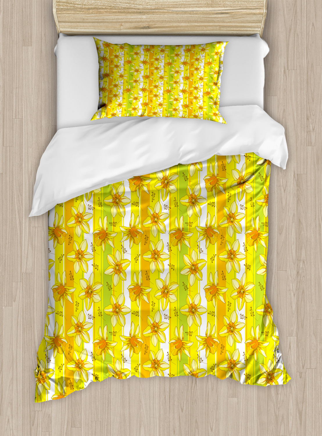 Yellow Flower Duvet Cover Set Twin Queen King Sizes With Pillow Shams 