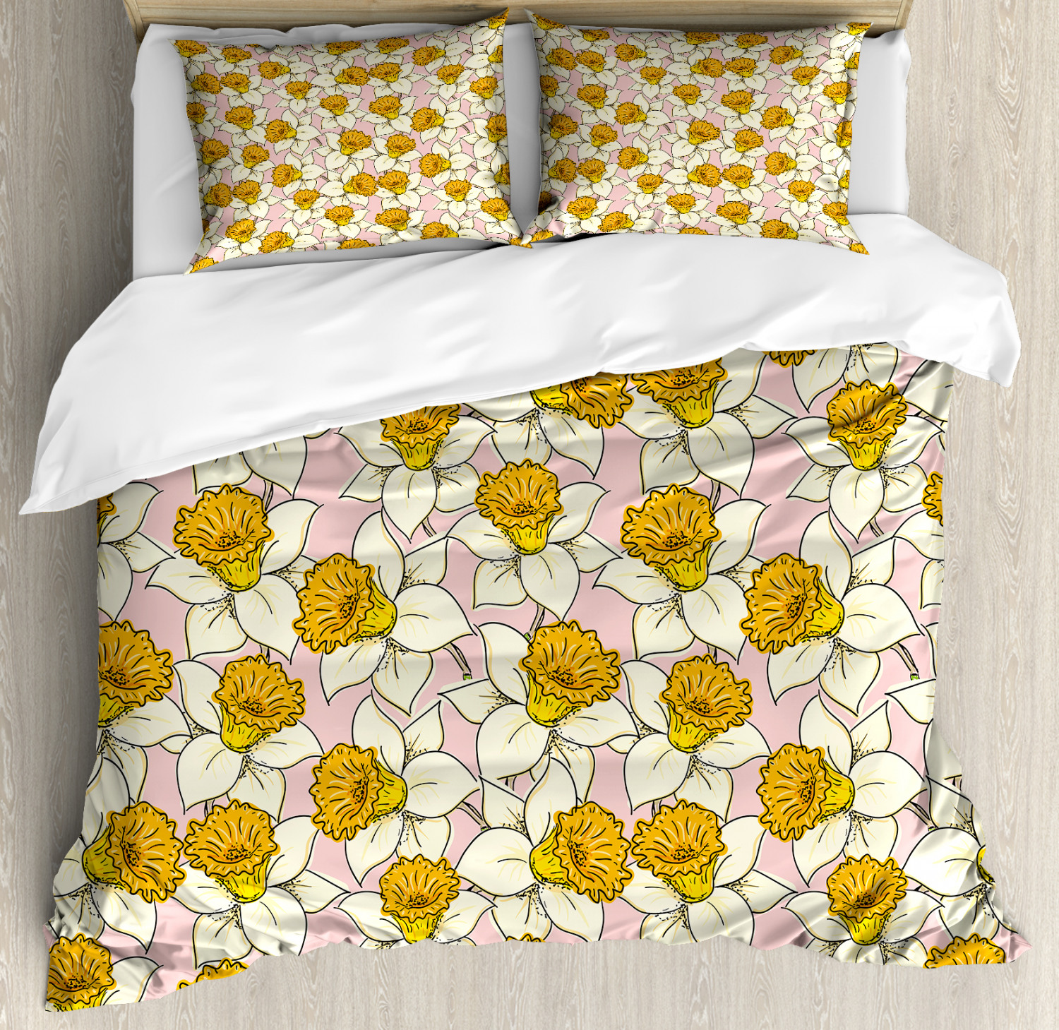 Yellow Flower Duvet Cover Set with Pillow Shams Flourish Nature Print