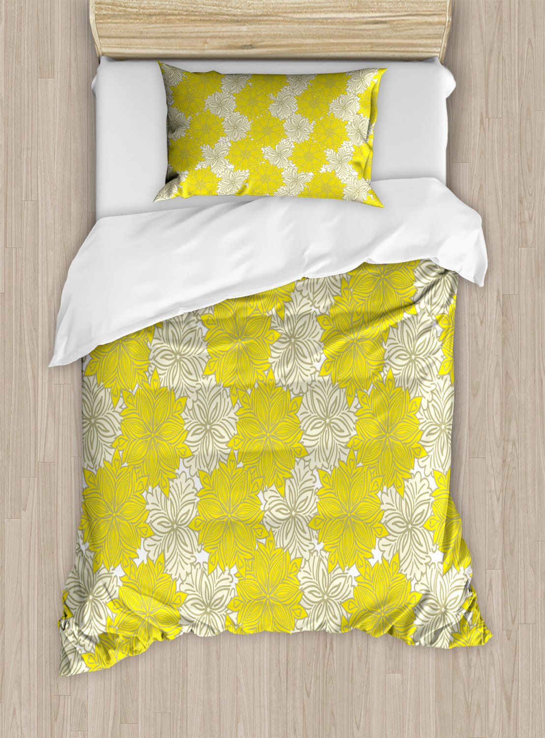 Yellow Flower Duvet Cover Set Twin Queen King Sizes with Pillow Shams ...