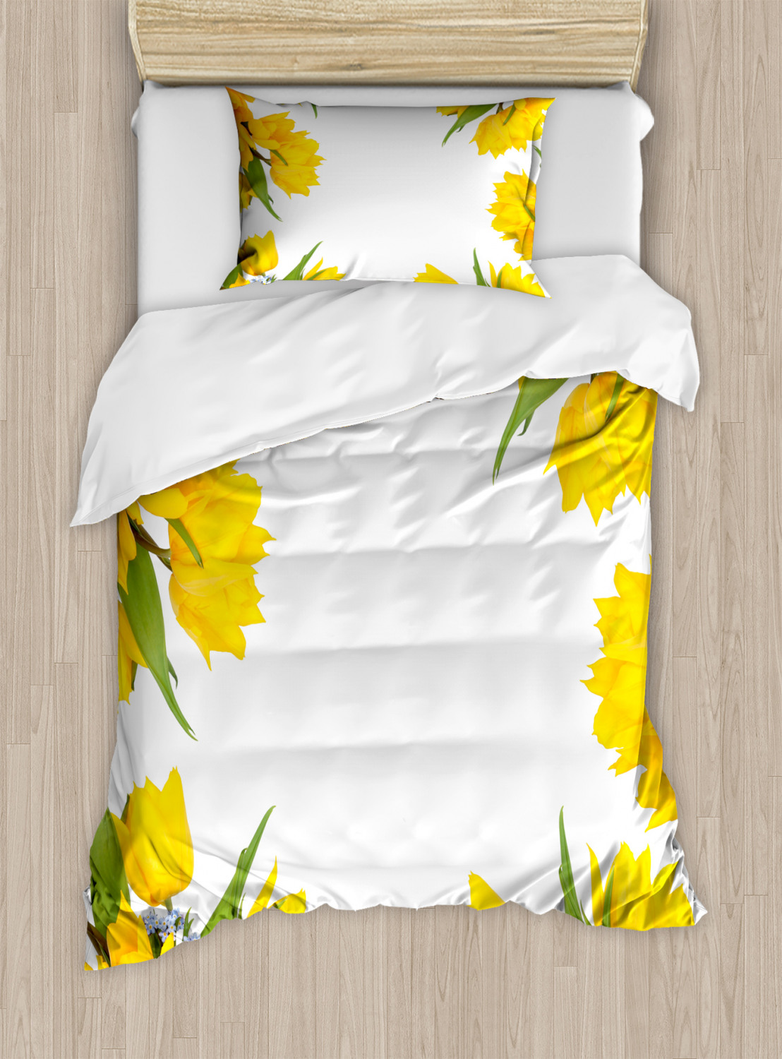 Yellow Flower Duvet Cover Set Twin Queen King Sizes with Pillow Shams