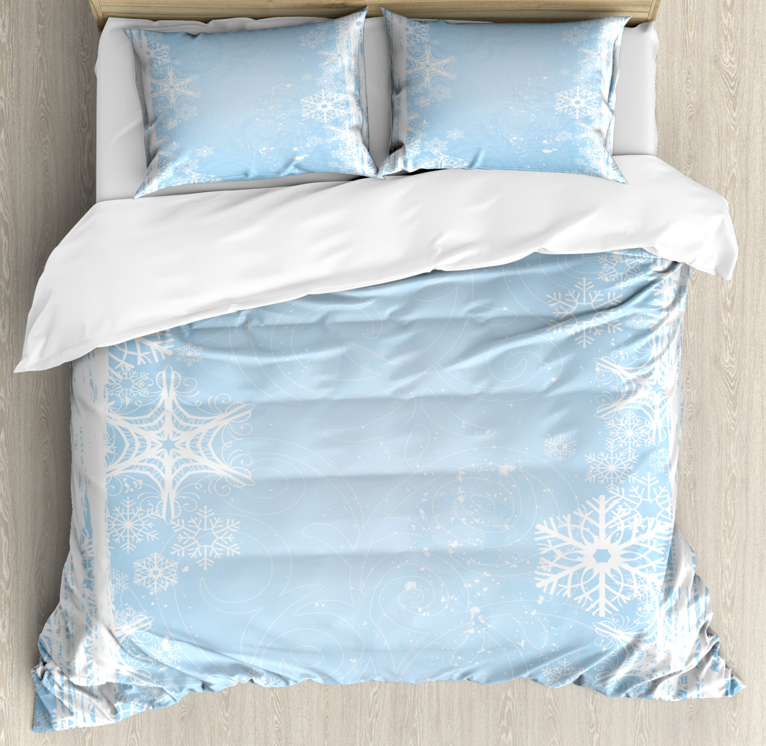 Winter Duvet Cover Set with Pillow Shams Christmas Snowflake Soft Print ...