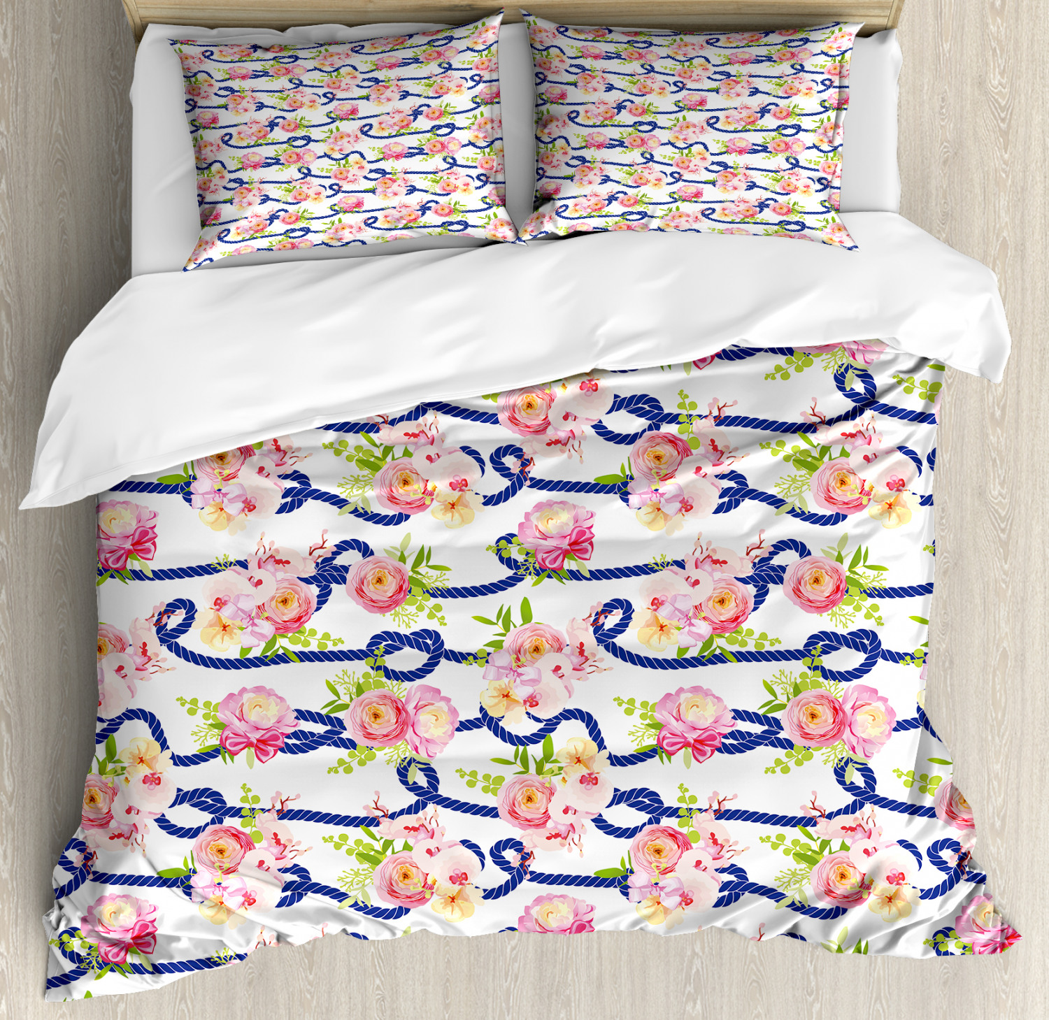 Navy and Blush Duvet Cover Set with Pillow Shams Marine Floral Print eBay