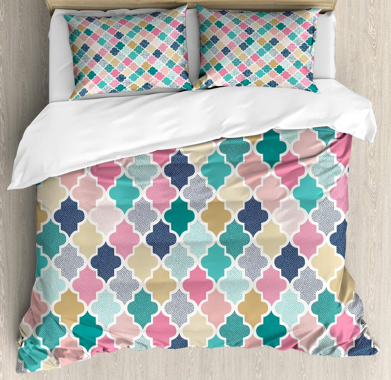 Geometric Duvet Cover Set With Pillow Shams Classical Moroccan