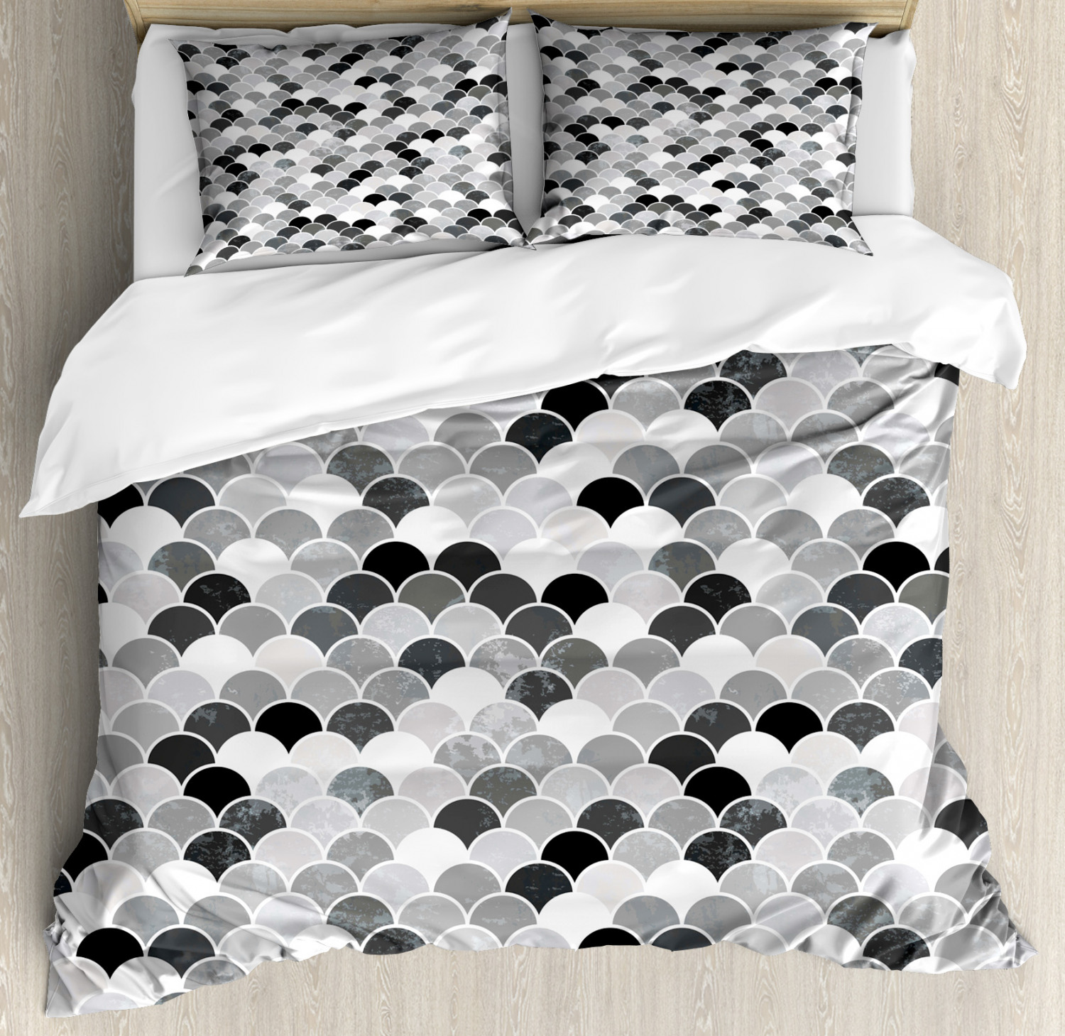 Fish Duvet Cover Set With Pillow Shams Squama Motif And Scales