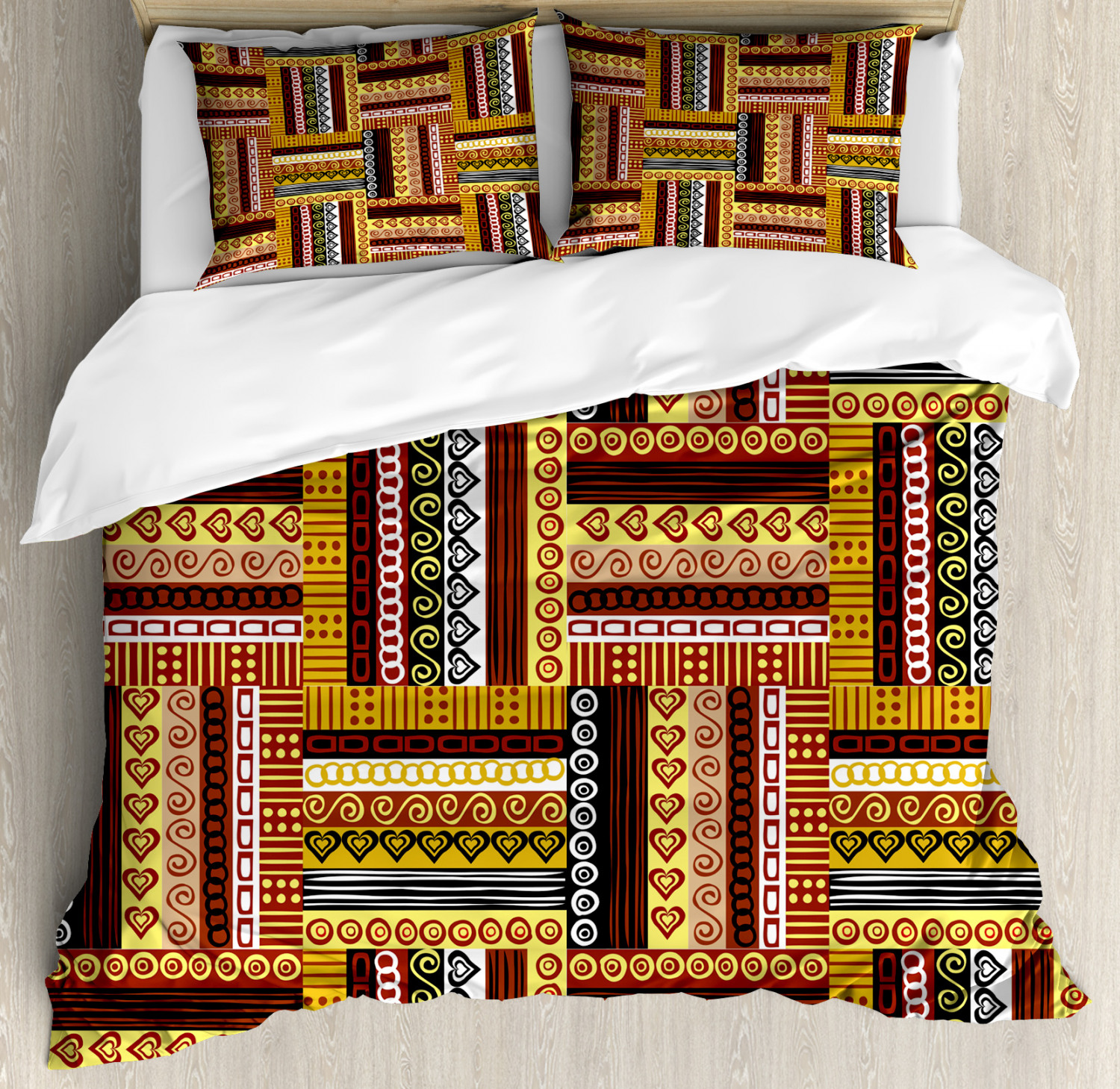 Ethnic Duvet Cover Set With Pillow Shams African Oriental Motifs