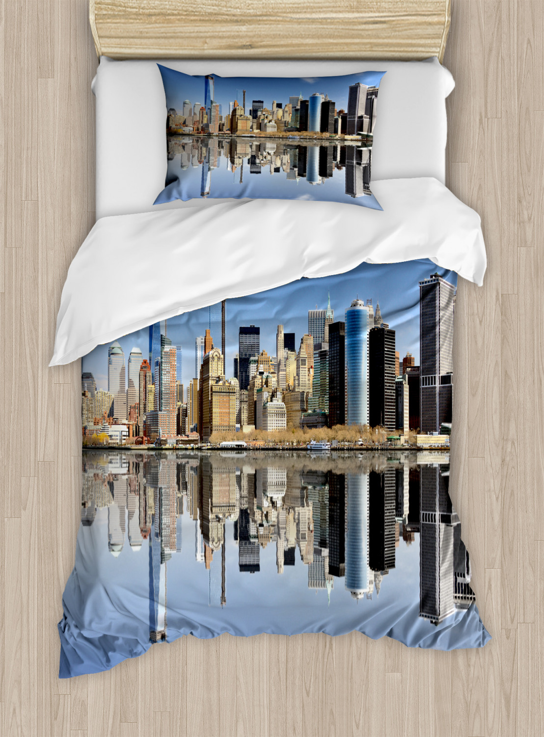 New York Duvet Cover Set with Pillow Shams Manhattan Buildings Print | eBay