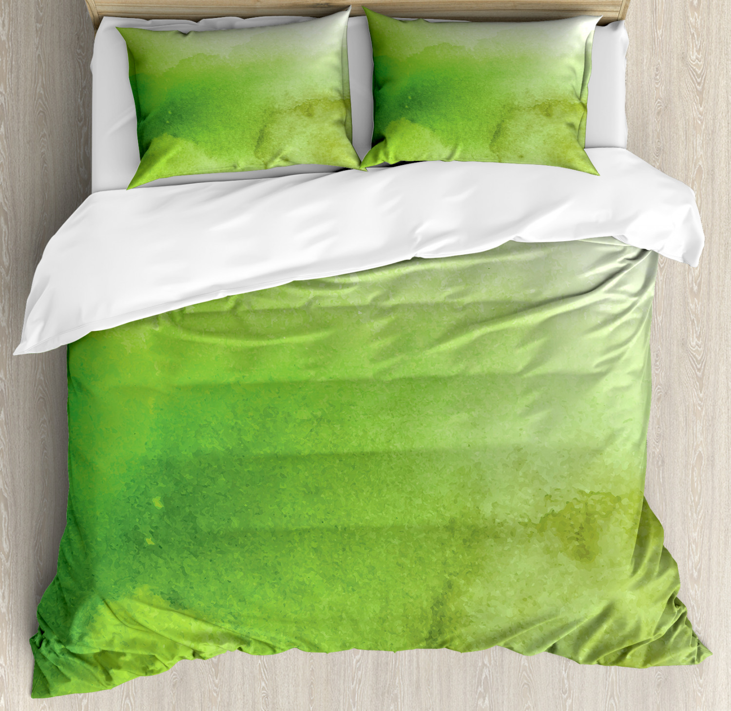 Sage Duvet Cover Set With Pillow Shams Grunge Watercolor Blurred