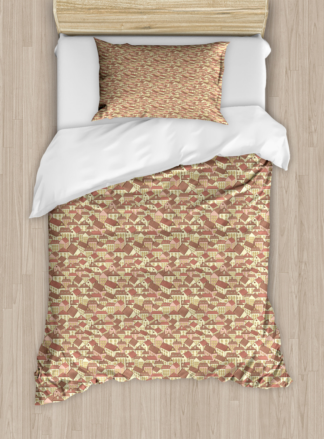 Town Houses City Life Print Details about   Abstract Quilted Bedspread & Pillow Shams Set 