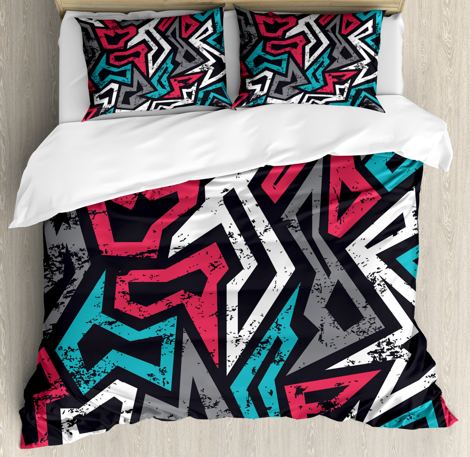 Grunge Duvet Cover Set With Pillow Shams Hip Hop Culture Graffiti