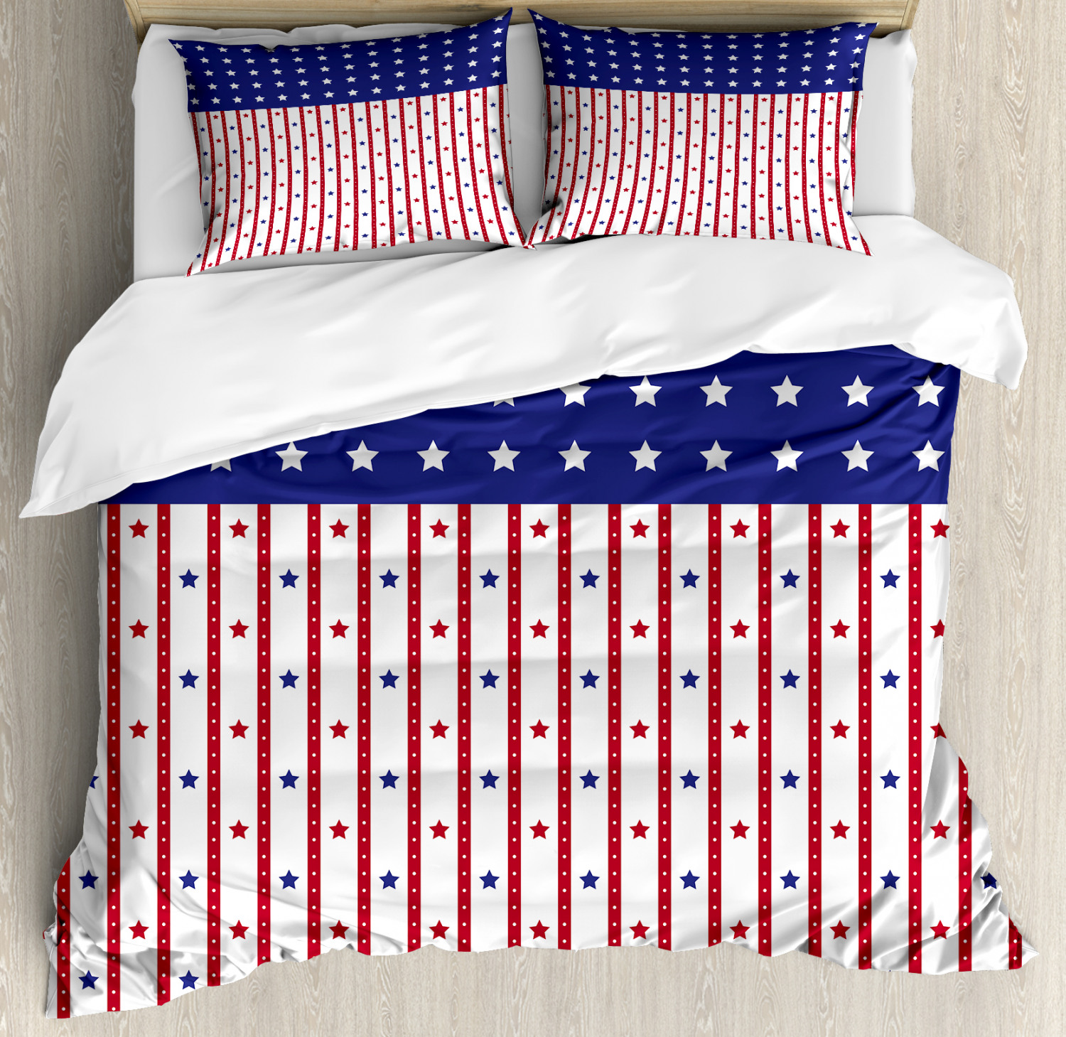 Usa Duvet Cover Set With Pillow Shams Stars And Stripes Flag Print