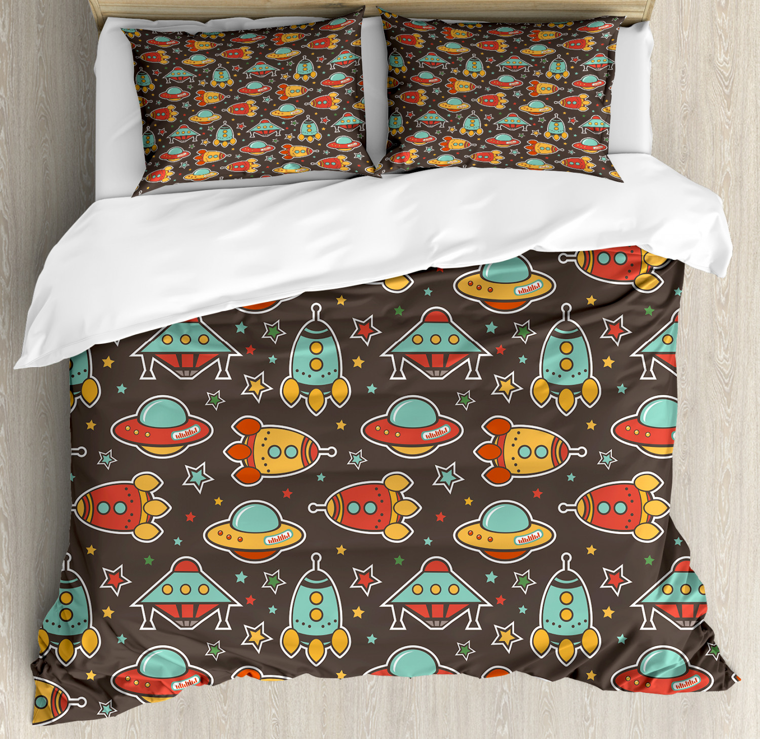 Space Duvet Cover Set With Pillow Shams Outer Elements Print Image Is Loading Space Duvet Cover Set With Pillow Shams Outer