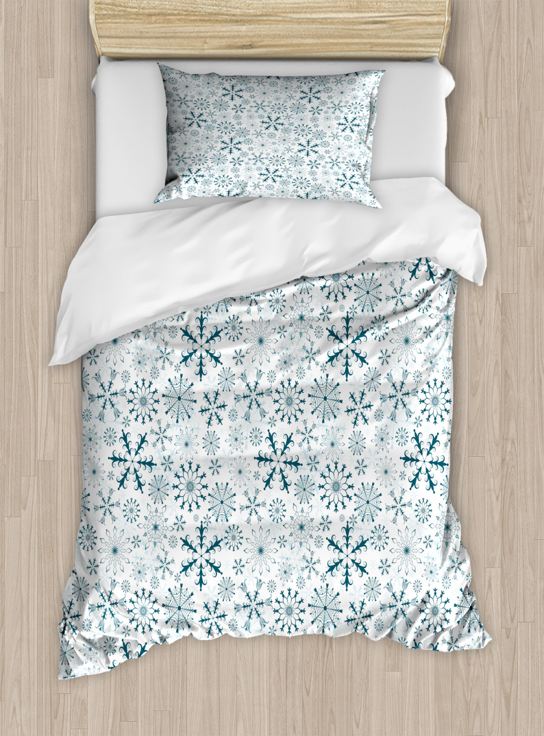 Winter Duvet Cover Set with Pillow Shams Merry Xmas Snowflakes Print eBay