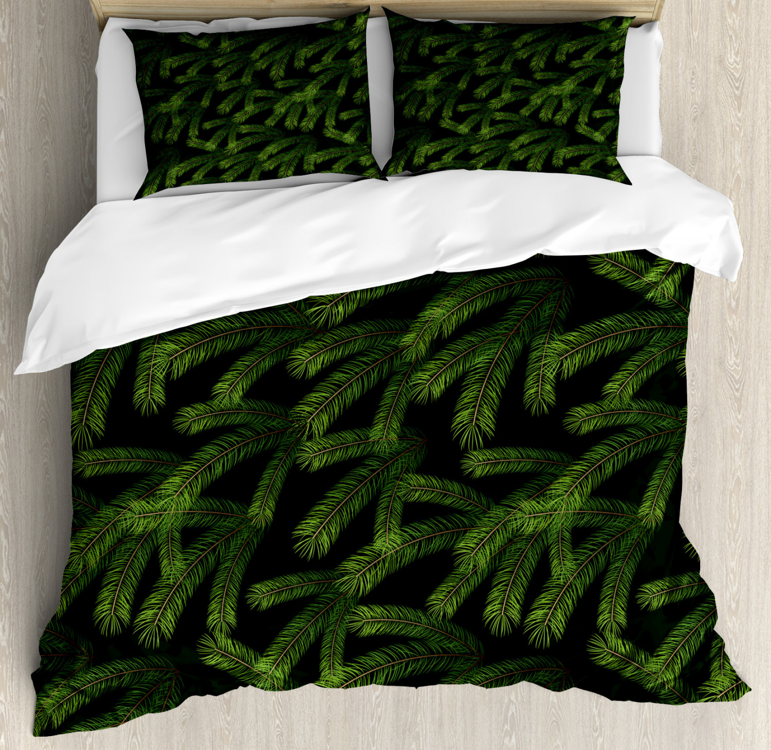 Winter Duvet Cover Set with Pillow Shams Pine Fir Coniferous Tree Print Winter Duvet Cover Set with Pillow Shams Pine Fir Coniferous Tree Print