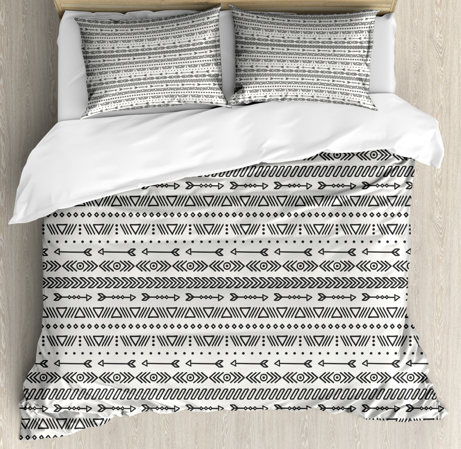 Geometric Duvet Cover Set With Pillow Shams Ethnic Aztec Inspired