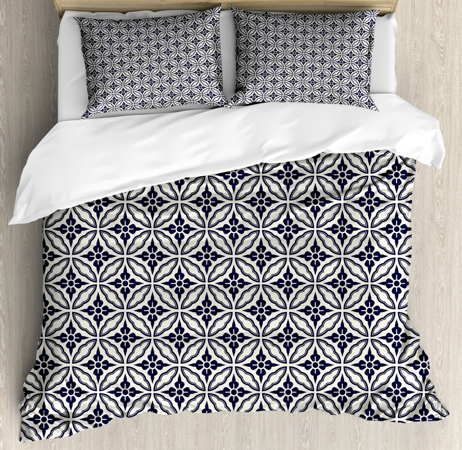 Geometric Duvet Cover Set With Pillow Shams Japanese Mandala Print